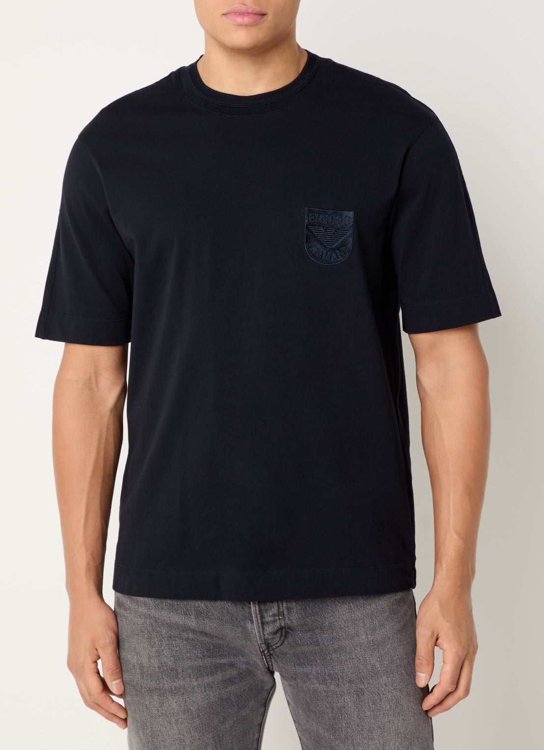 Armani T-shirt met logo - detail donkerblauw