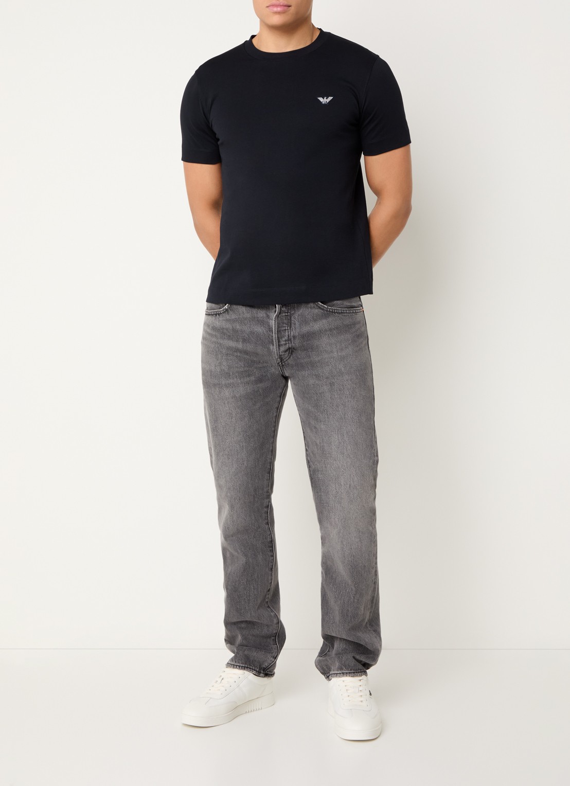 Armani T-shirt met logo - voorkant 2 blauw
