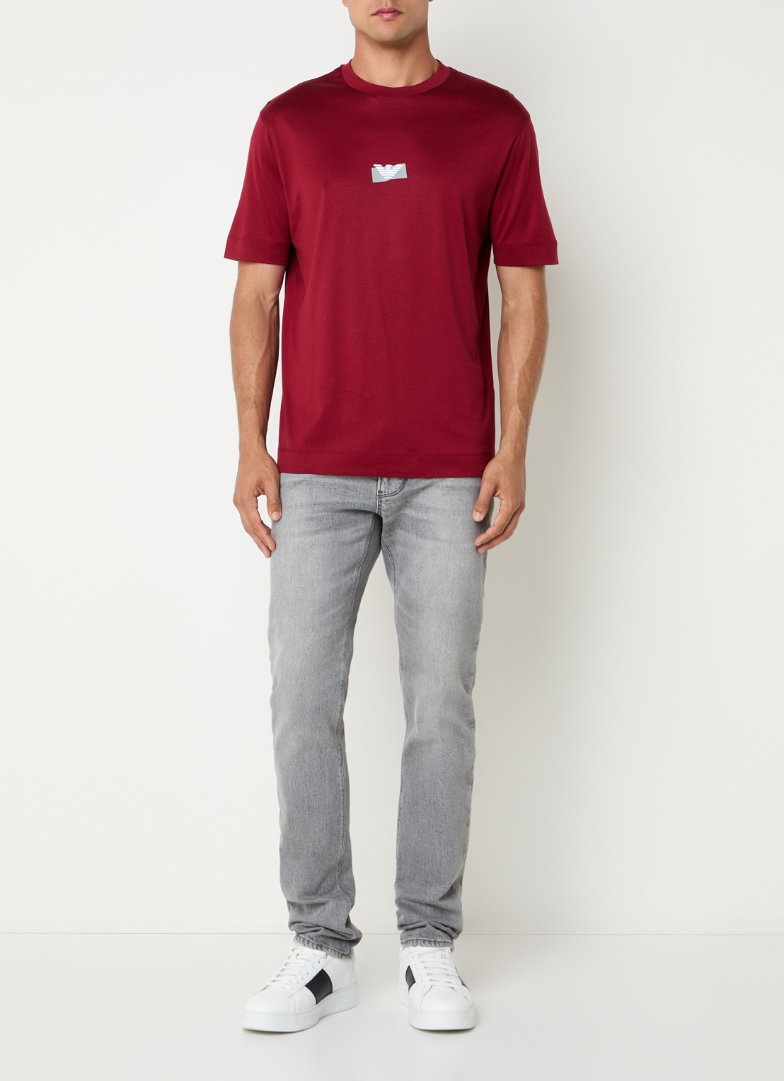 Armani T-shirt met logo - voorkant 4 donkerrood
