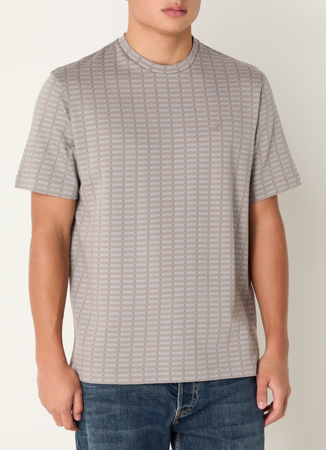 Armani T-shirt met logo - detail 3 donkerbeige