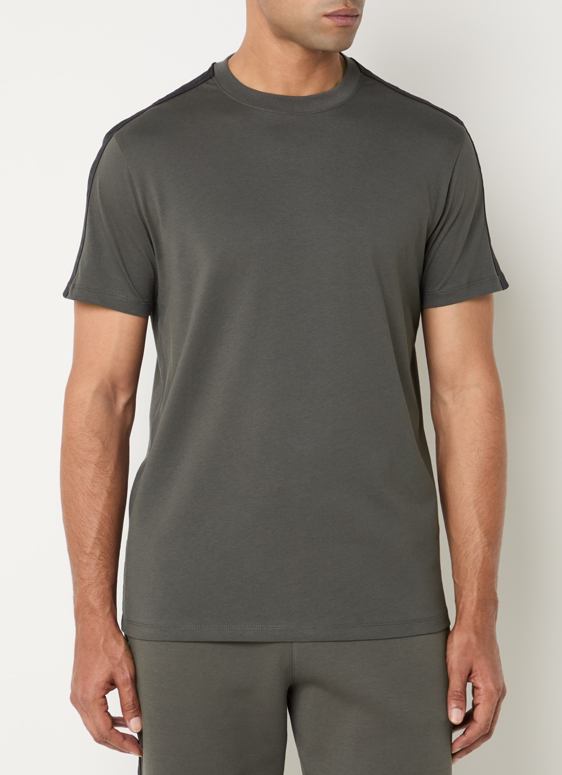 Armani T-shirt met logoband - detail 4 olijfgroen