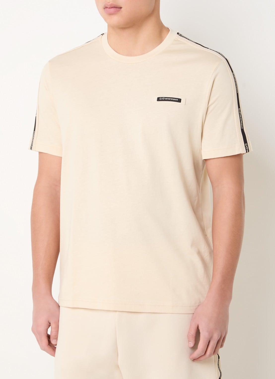 Armani T-shirt met logoband - detail donkerbruin