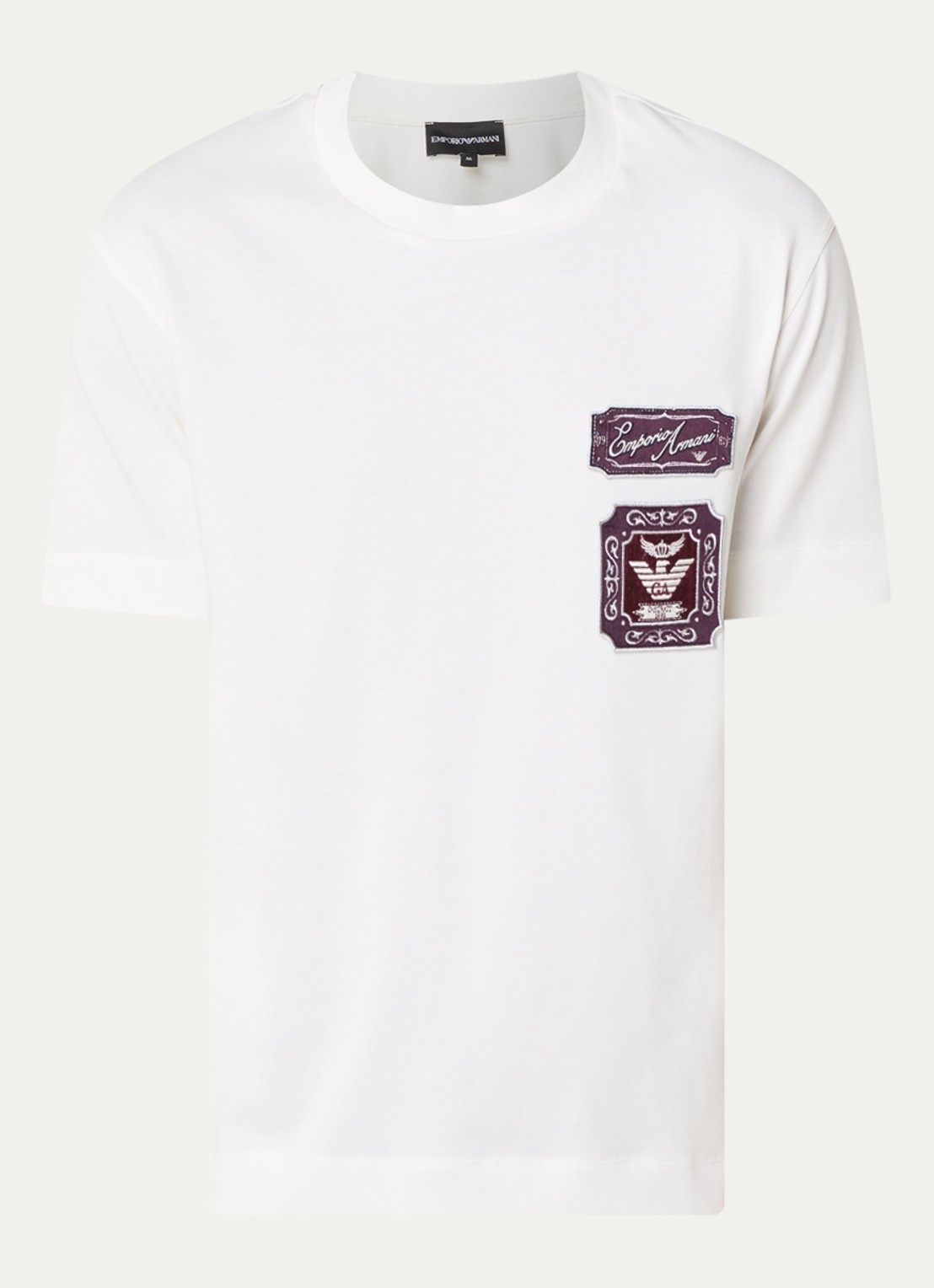 Armani T-shirt met logobordring - voorkant 3 wit