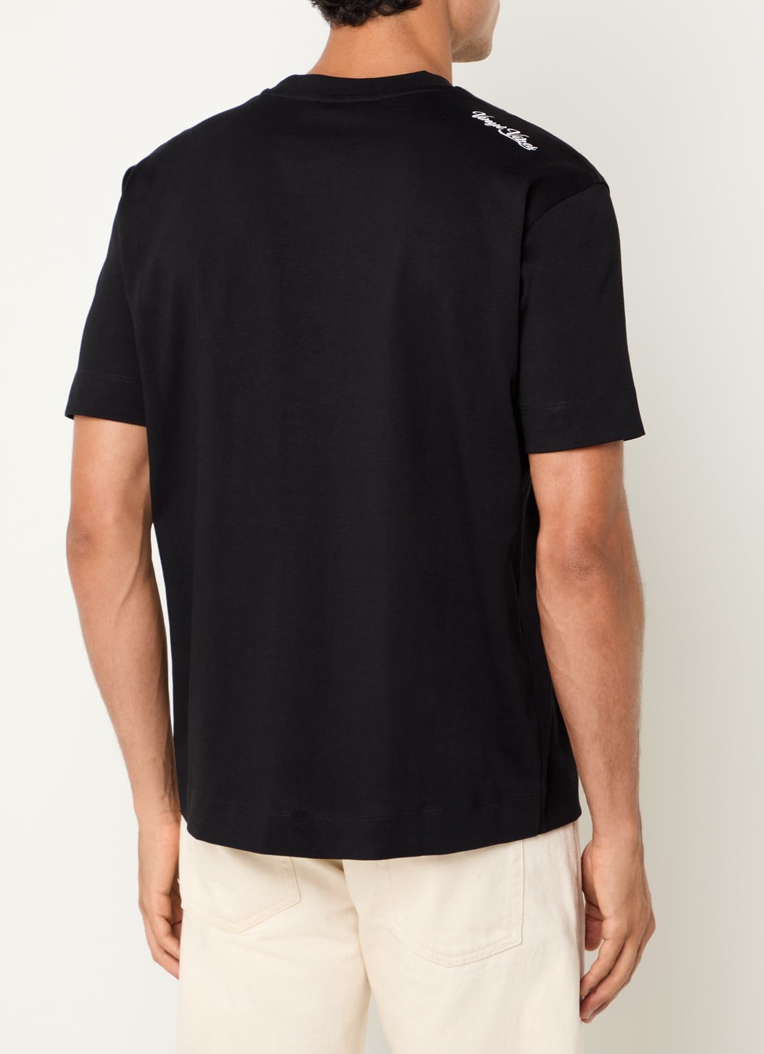 Armani T-shirt met logobordring - achterkant zwart