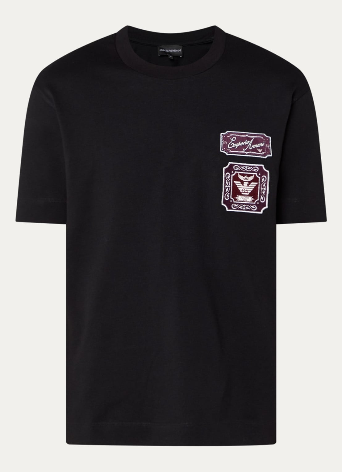 Armani T-shirt met logobordring - voorkant 2 zwart