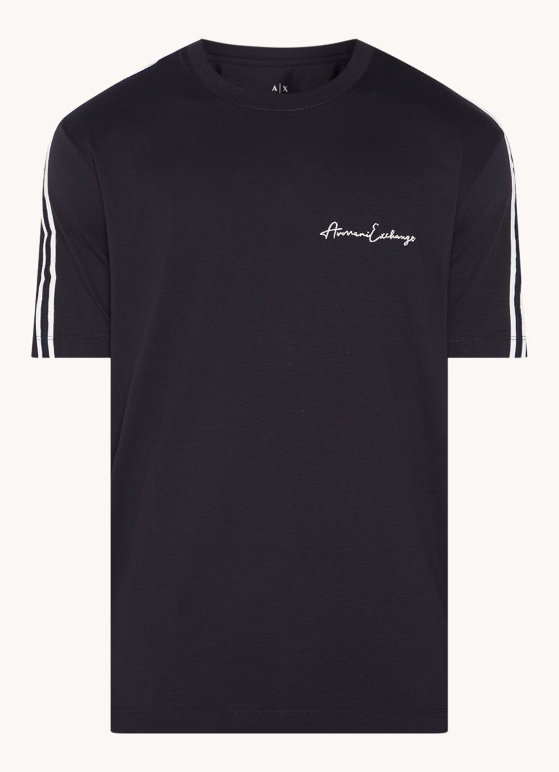 Armani T-shirt met logoborduring - voorkant 2 donkerblauw