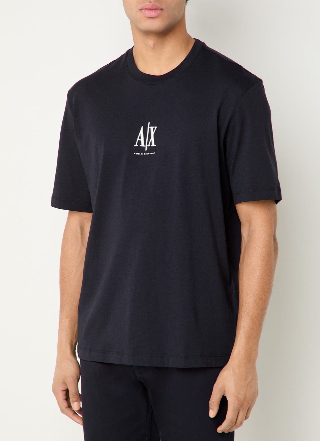 Armani T-shirt met logoborduring - detail 4 donkerblauw