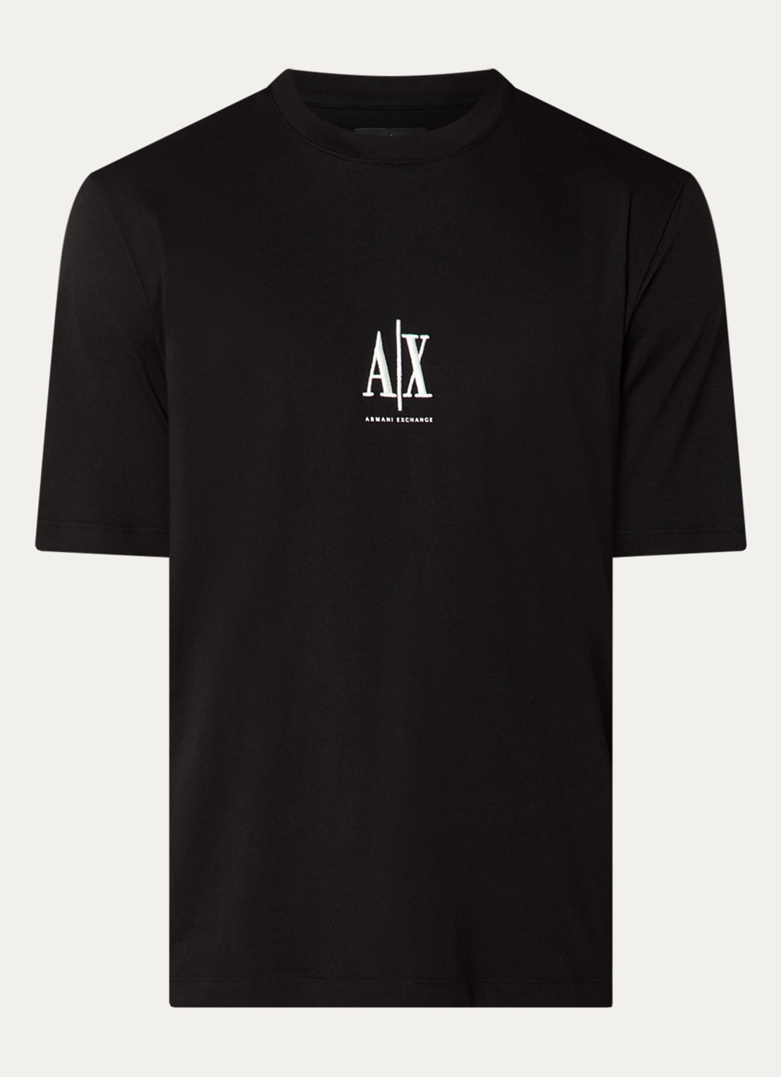 Armani T-shirt met logoborduring - voorkant zwart