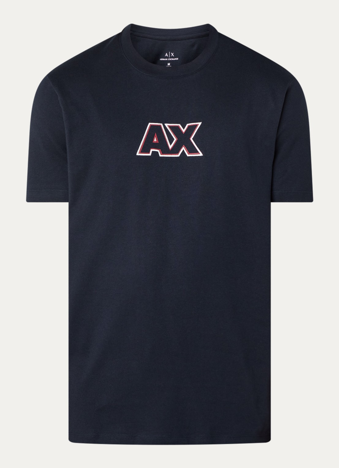 Armani T-shirt met logoborduring - voorkant donkerblauw
