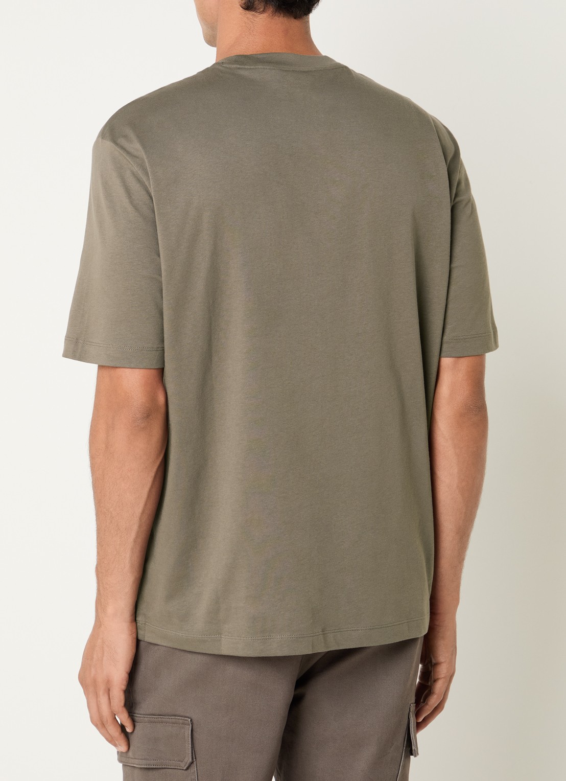 Armani T-shirt met logoborduring - achterkant 2 donkerkhaki