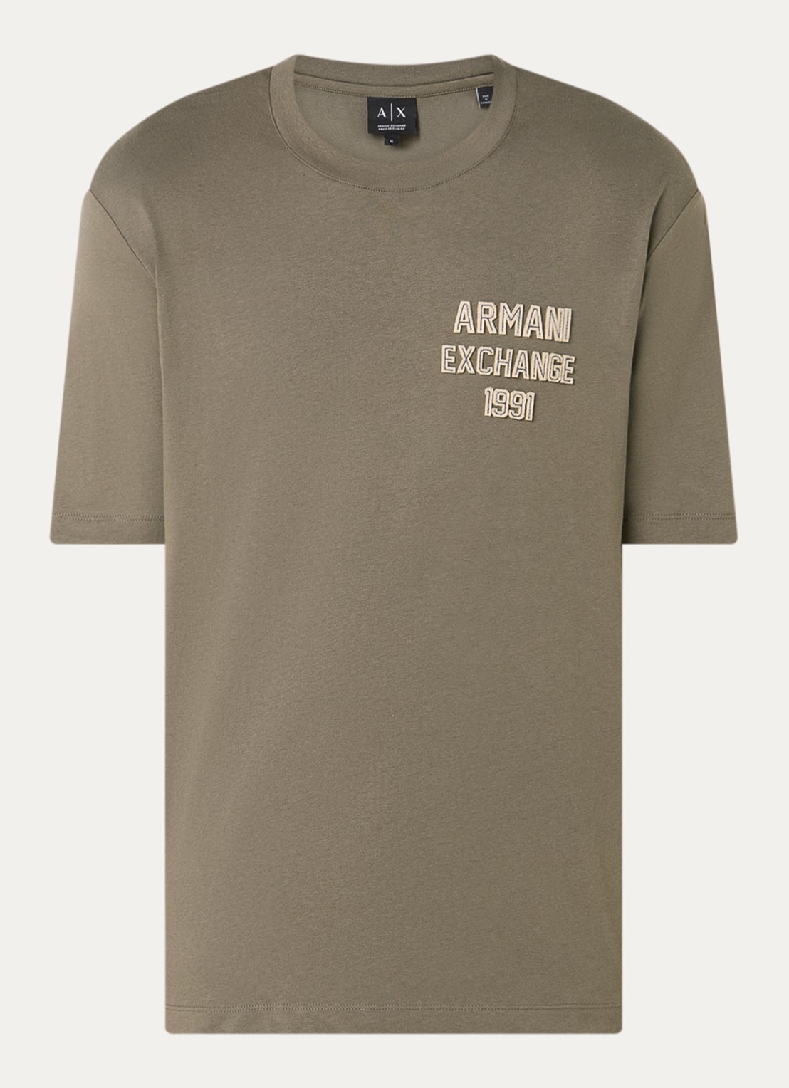 Armani T-shirt met logoborduring - voorkant 3 donkerkhaki