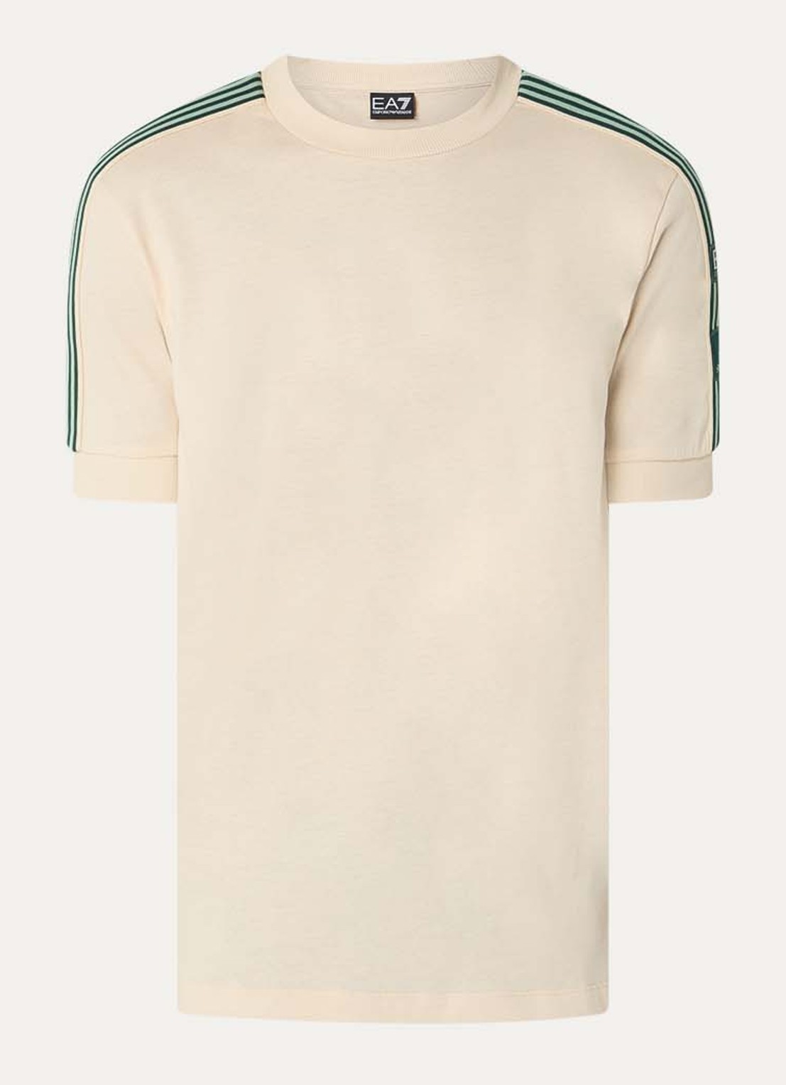 Armani T-shirt met logoborduring - voorkant beige