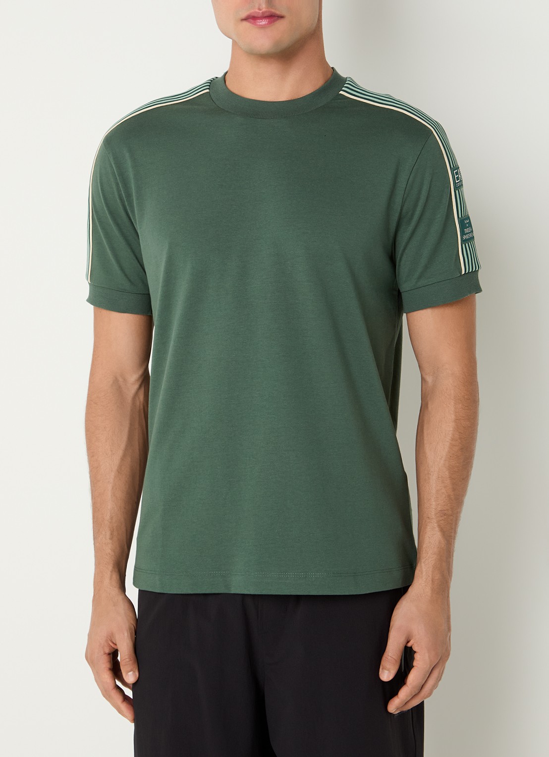 Armani T-shirt met logoborduring - detail 3 donkergroen