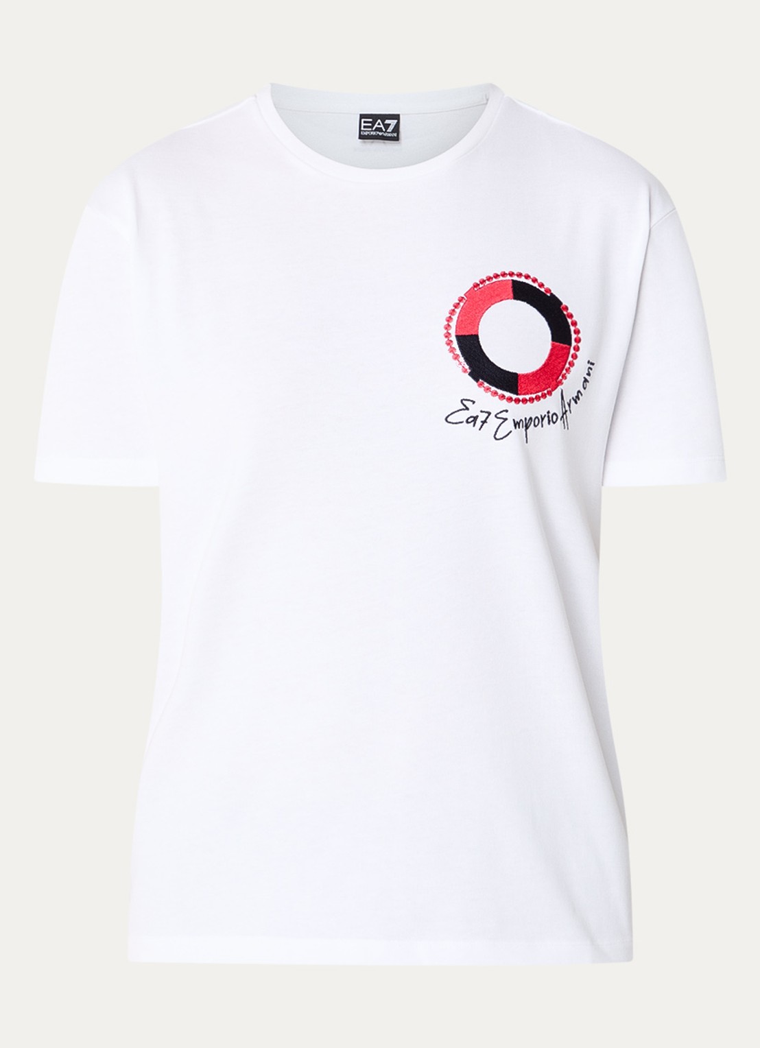 Armani T-shirt met logoborduring - voorkant 2 wit