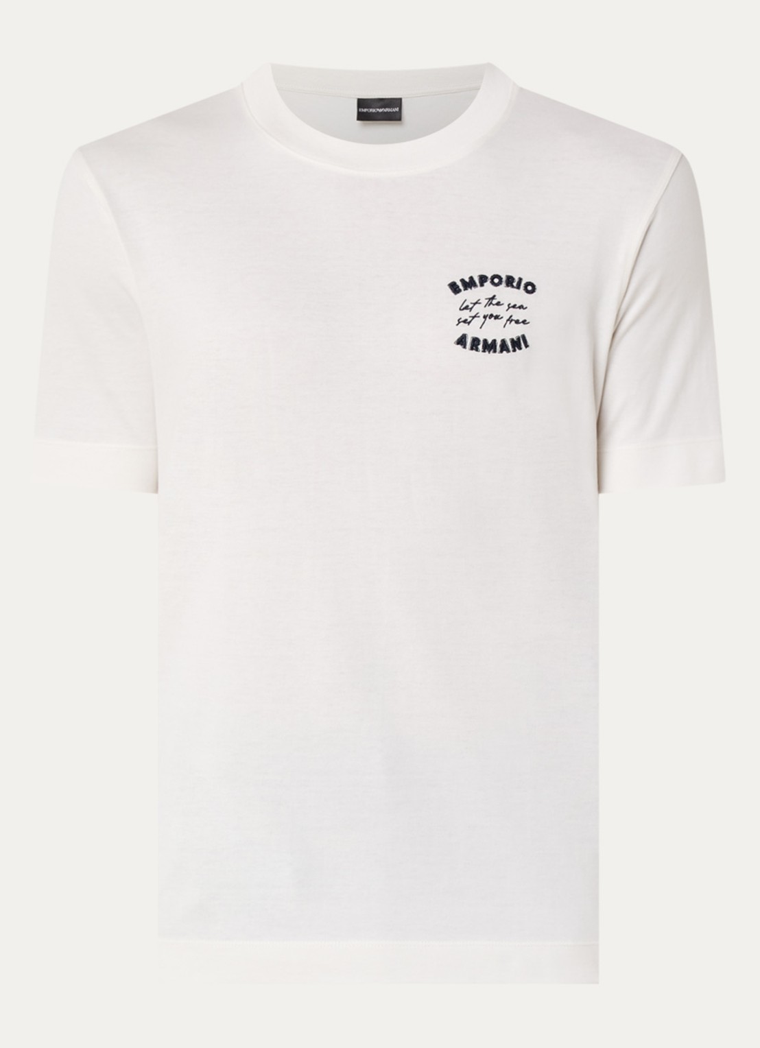 Armani T-shirt met logoborduring - voorkant 3 wit