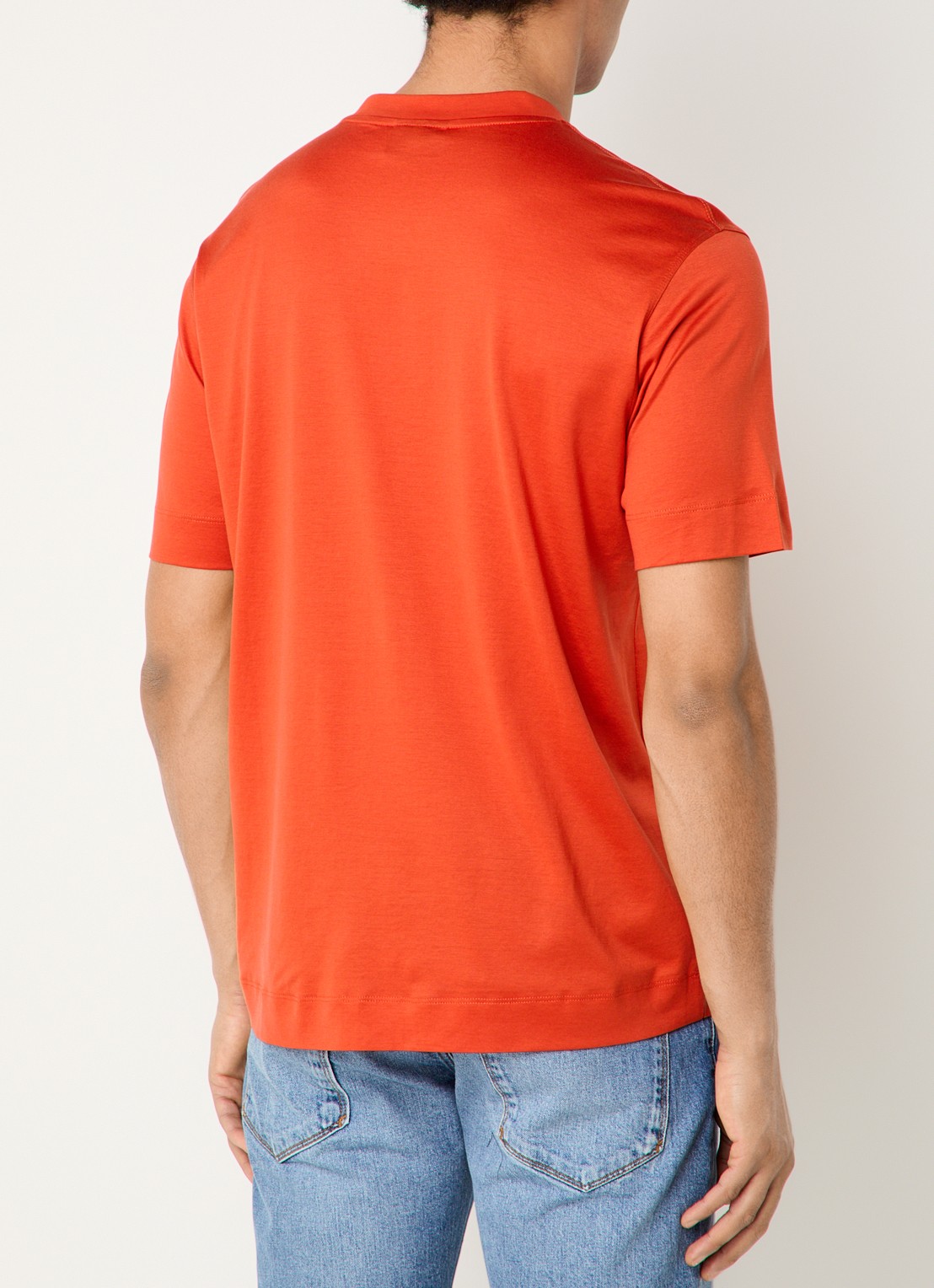 Armani T-shirt  met logoborduring - achterkant oranjerood