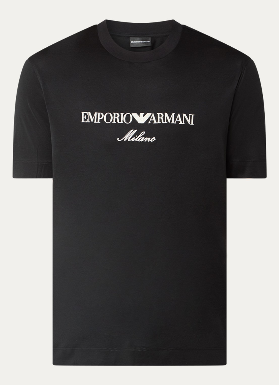 Armani T-shirt  met logoborduring - voorkant 2 zwart