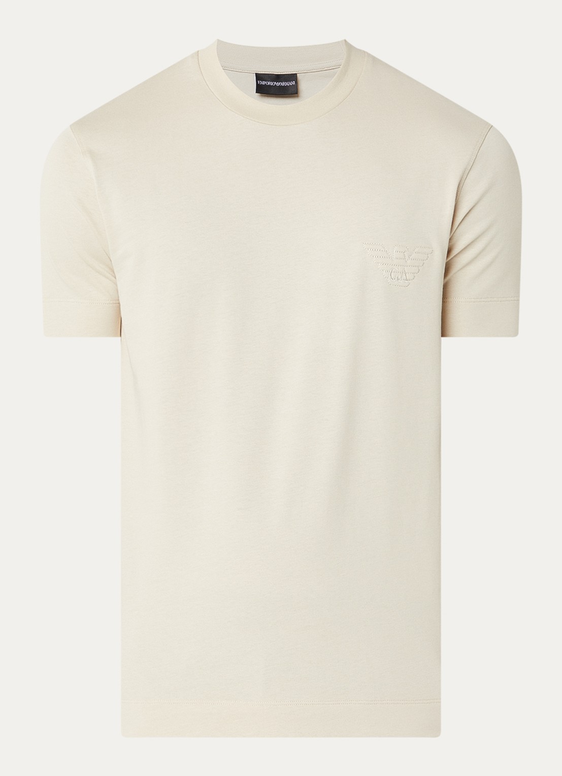 Armani T-shirt met logoborduring - voorkant 3 beige