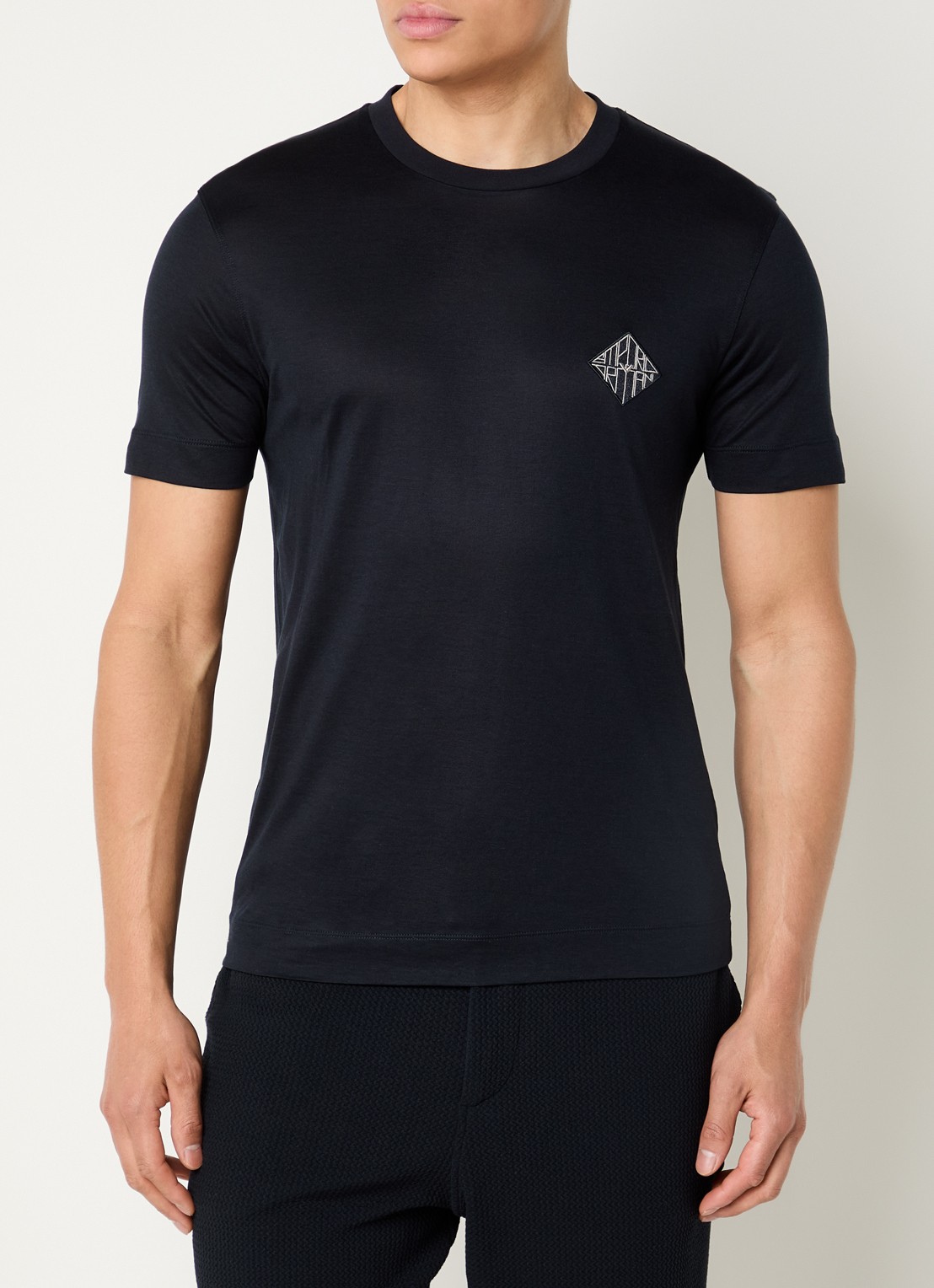 Armani T-shirt met logoborduring - detail 4 donkerblauw