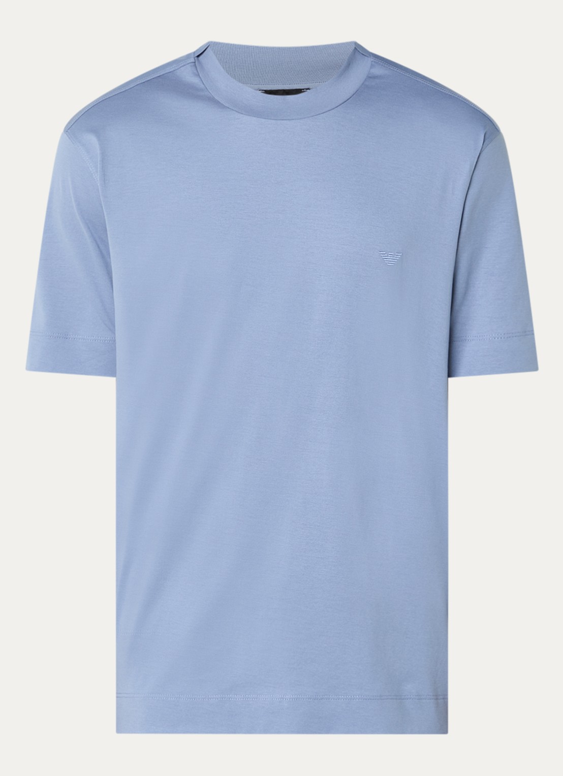 Armani T-shirt met logoborduring - voorkant 3 ivoor