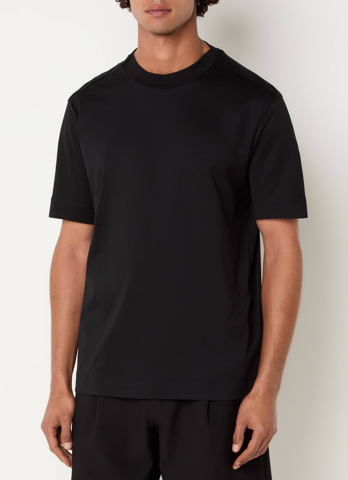 Armani T-shirt met logoborduring - detail 2 zwart