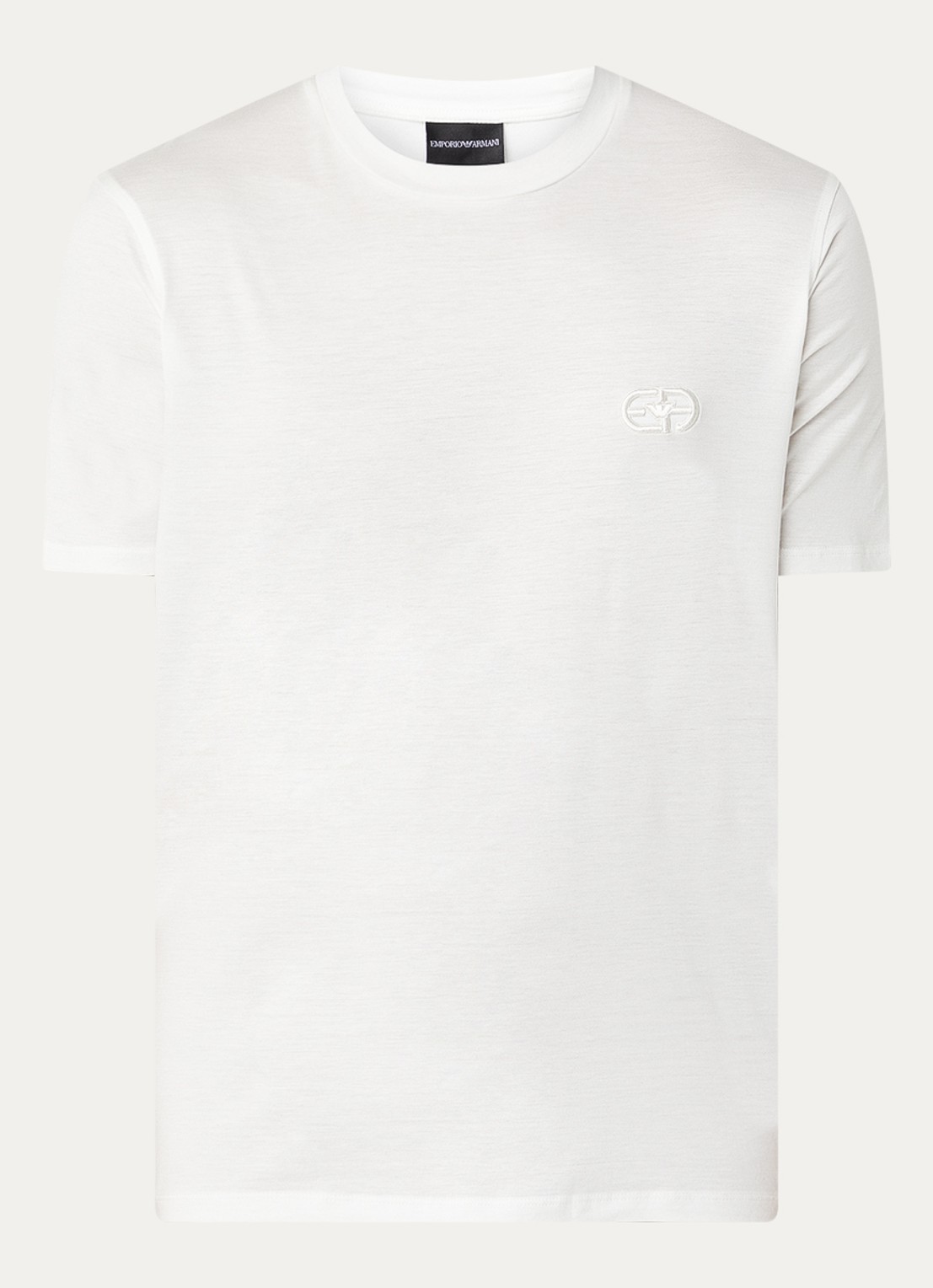 Armani T-shirt met logoborduring - voorkant 3 gebroken wit