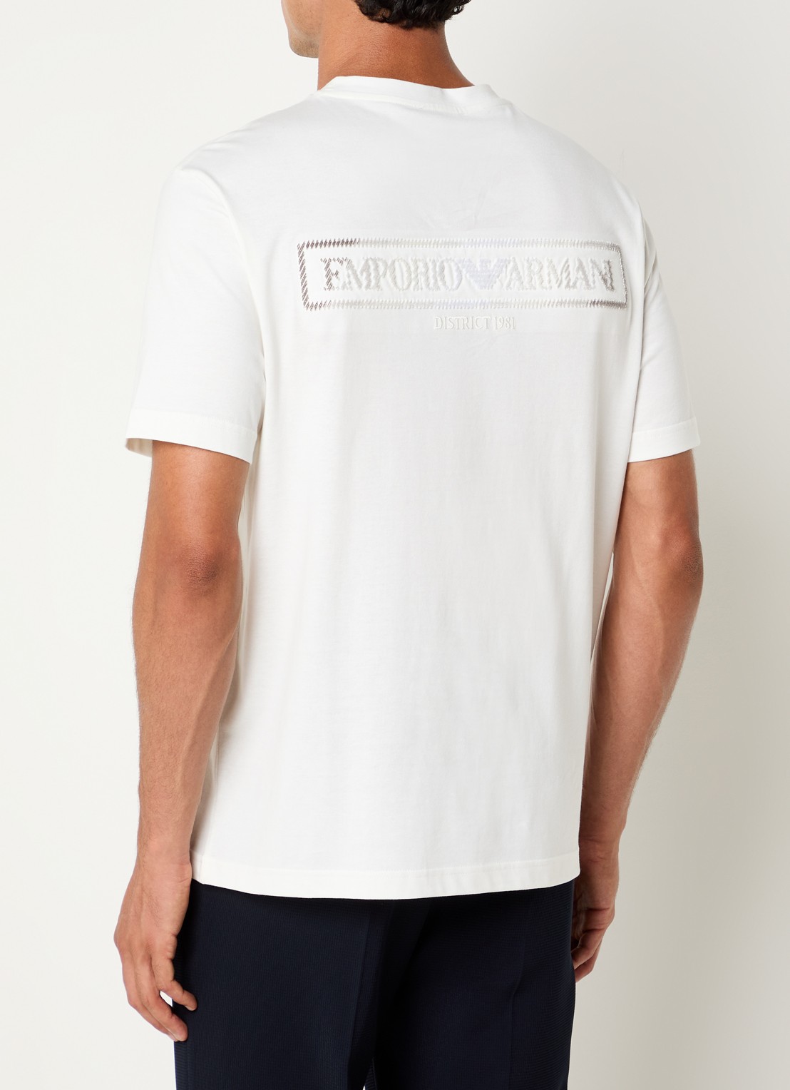 Armani T-shirt met logoborduring - detail wit