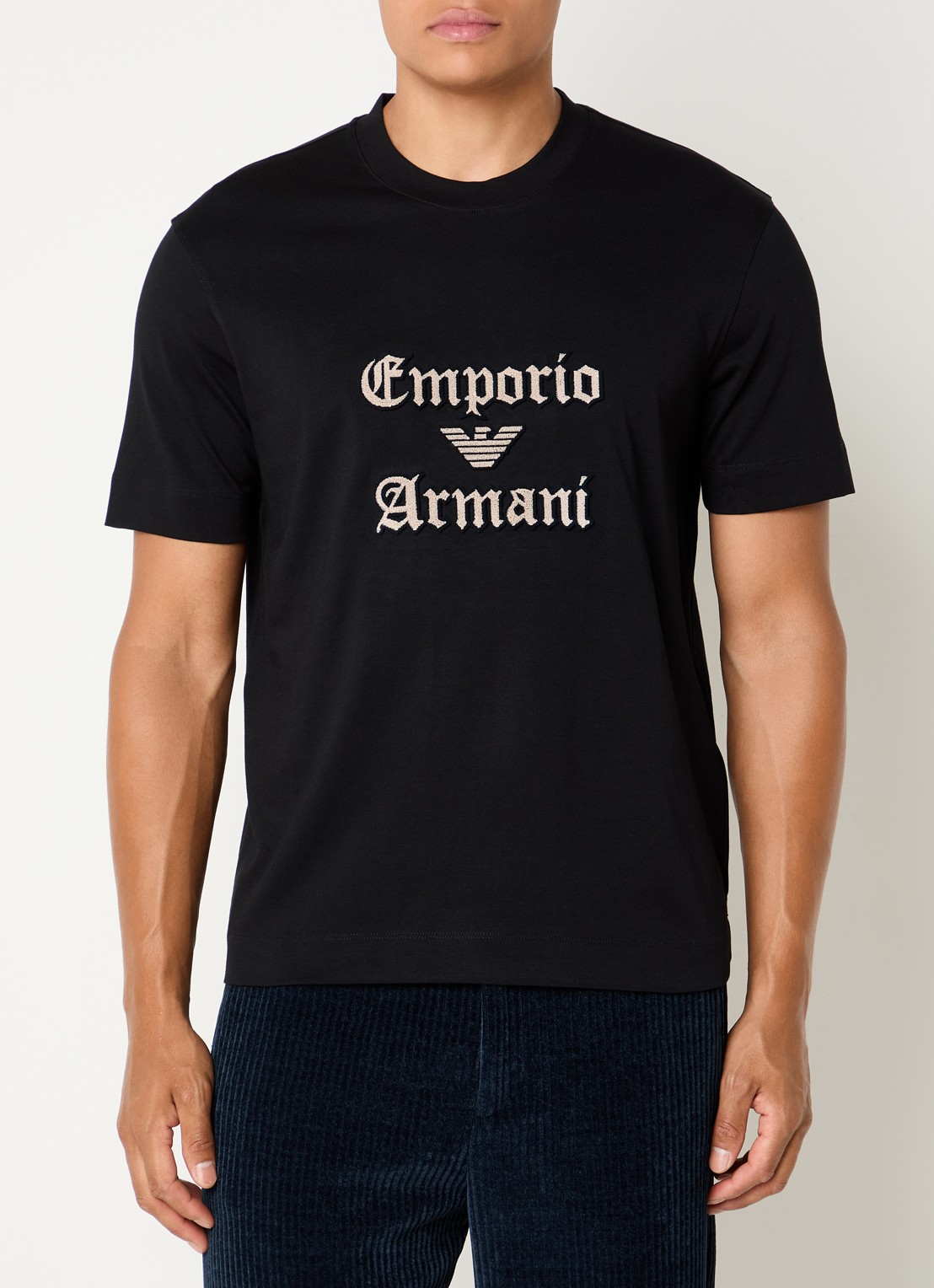 Armani T-shirt met logoborduring - detail 3 zwart