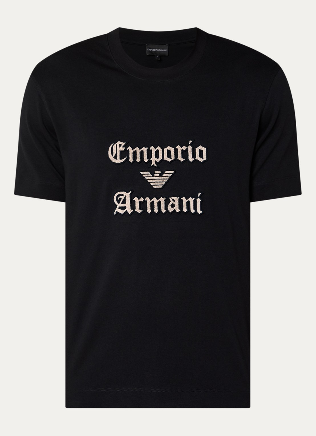 Armani T-shirt met logoborduring - voorkant zwart