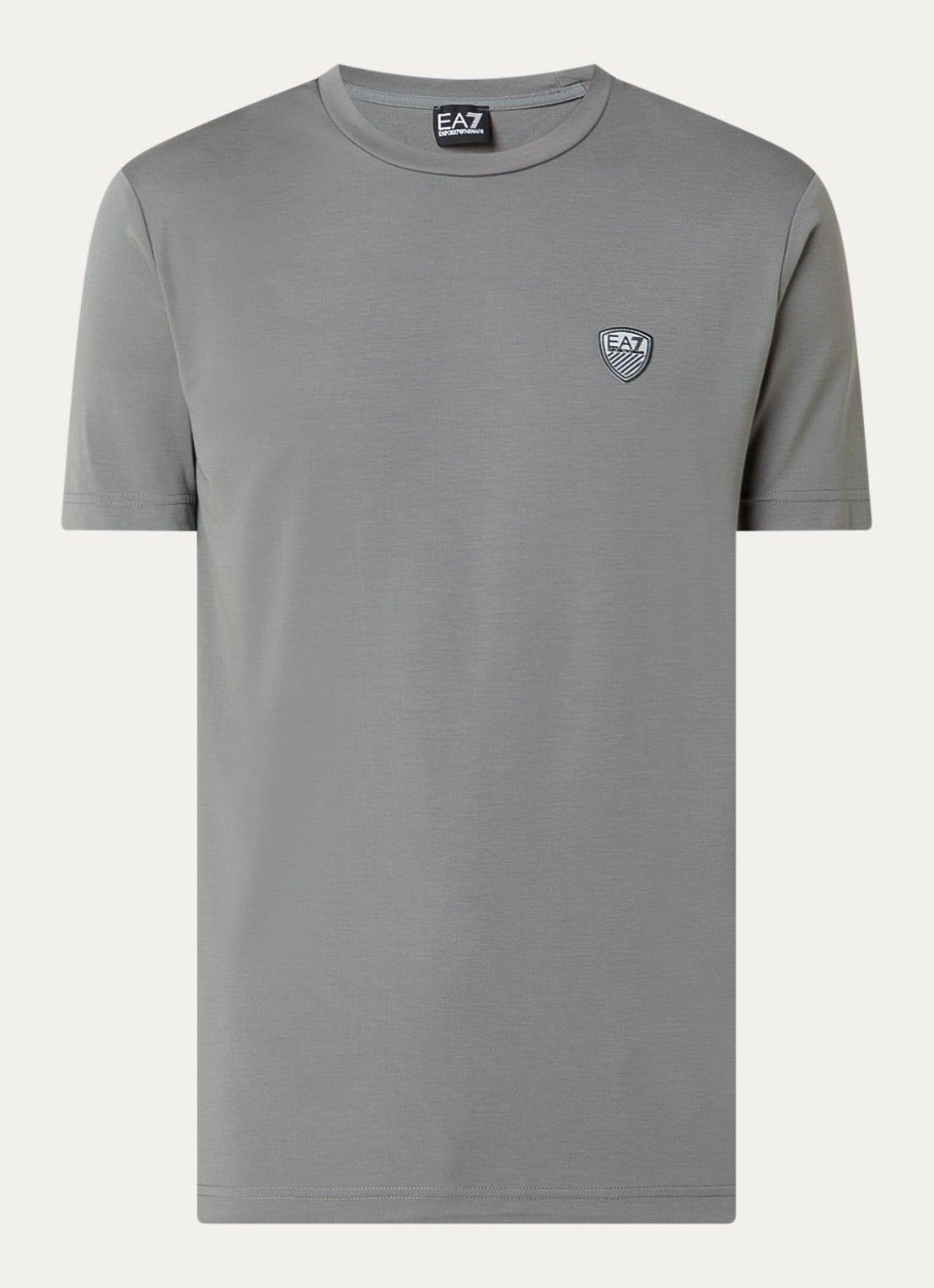 Armani T-shirt met logopatch  - voorkant 3 lichtgrijs