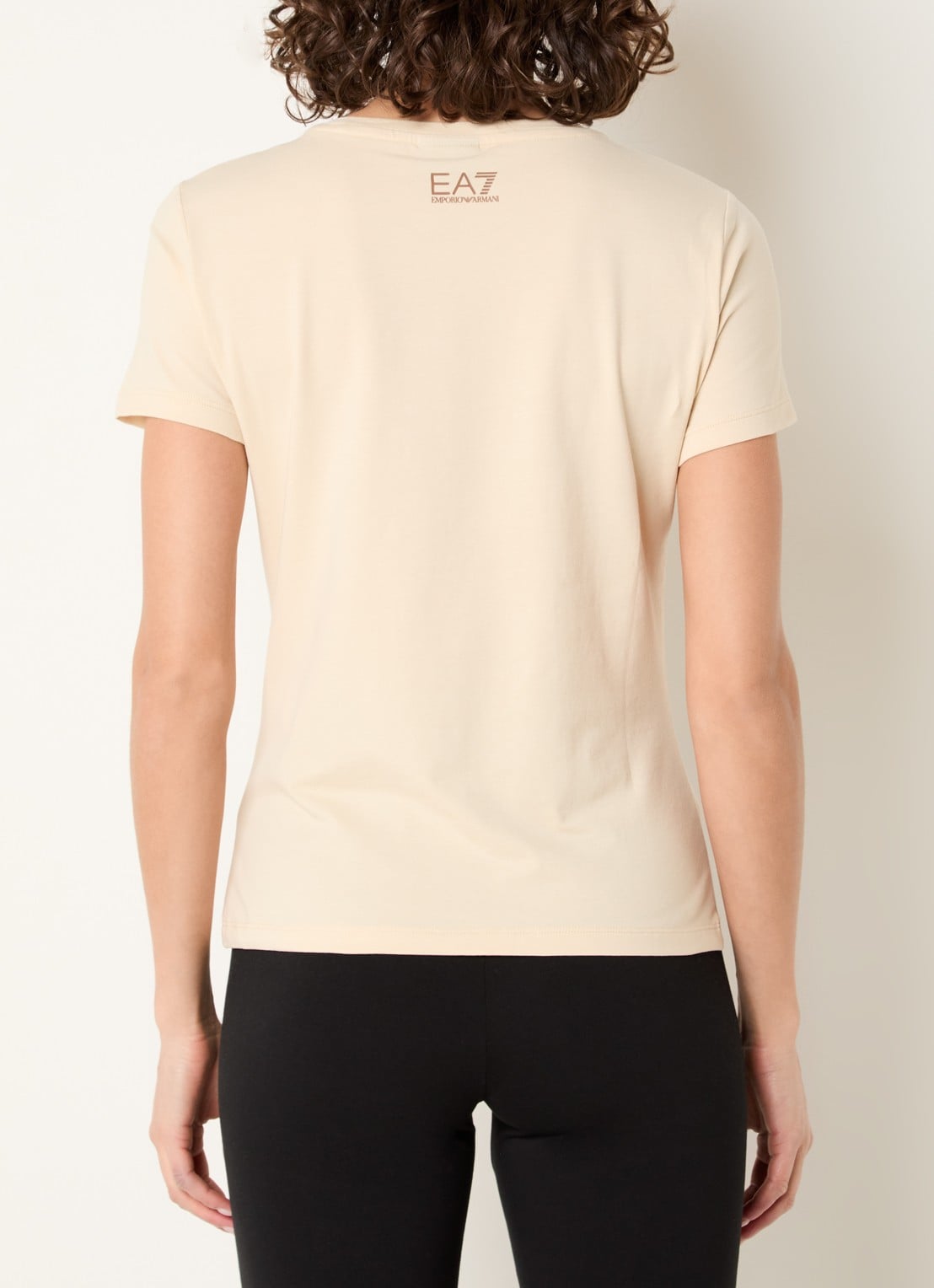 Armani T-shirt met logoprint en pailletten - achterkant 3 beige