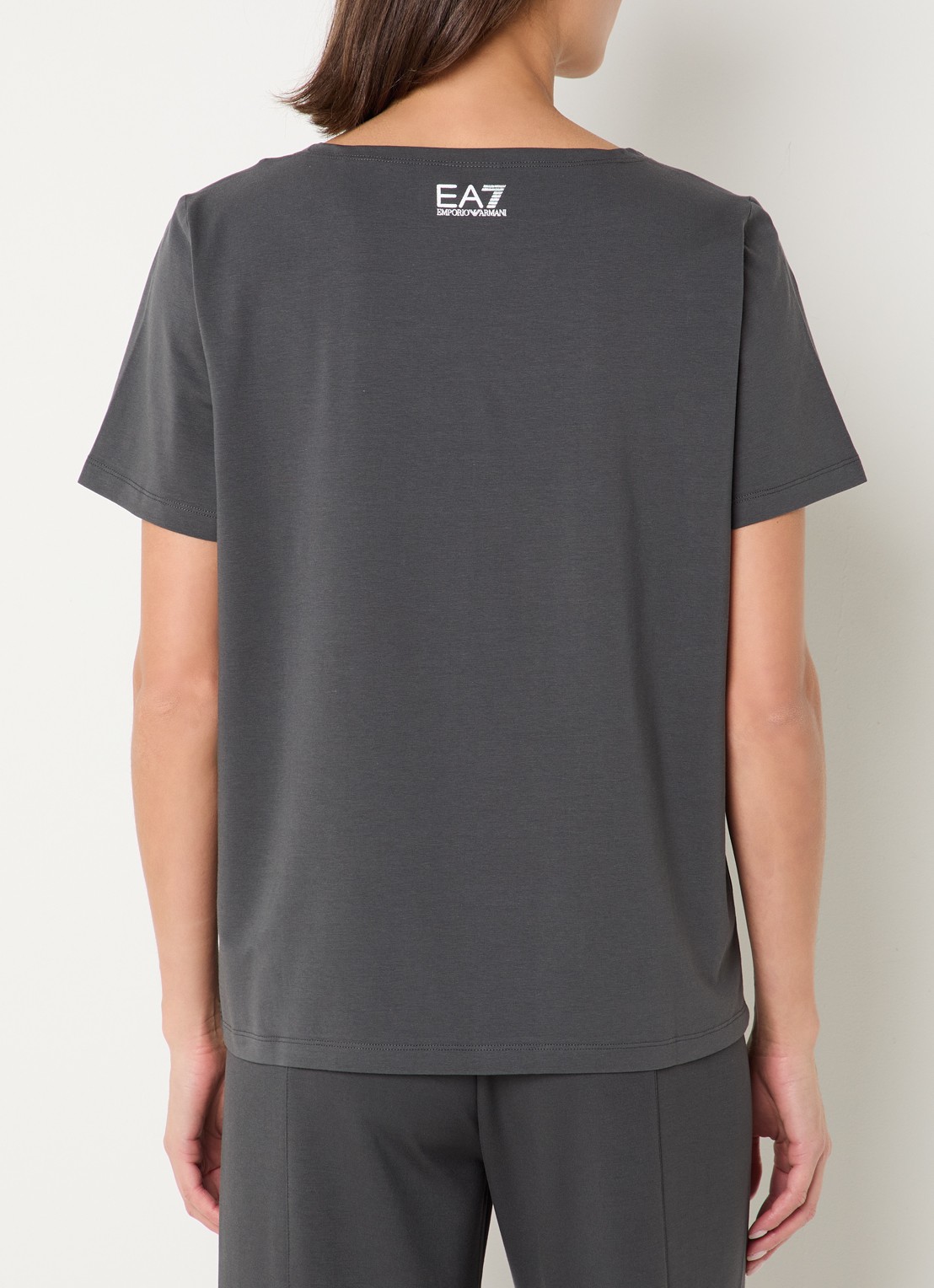 Armani T-shirt met logoprint met strass - achterkant 4 middengrijs