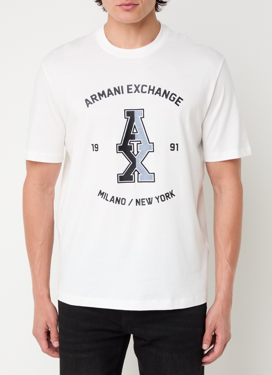 Armani T-shirt met logoprint - detail 3 gebroken wit