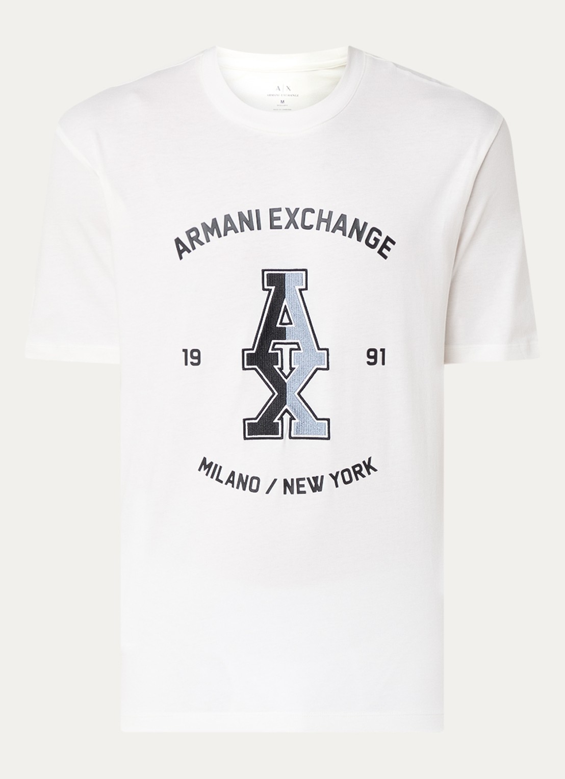 Armani T-shirt met logoprint - voorkant gebroken wit