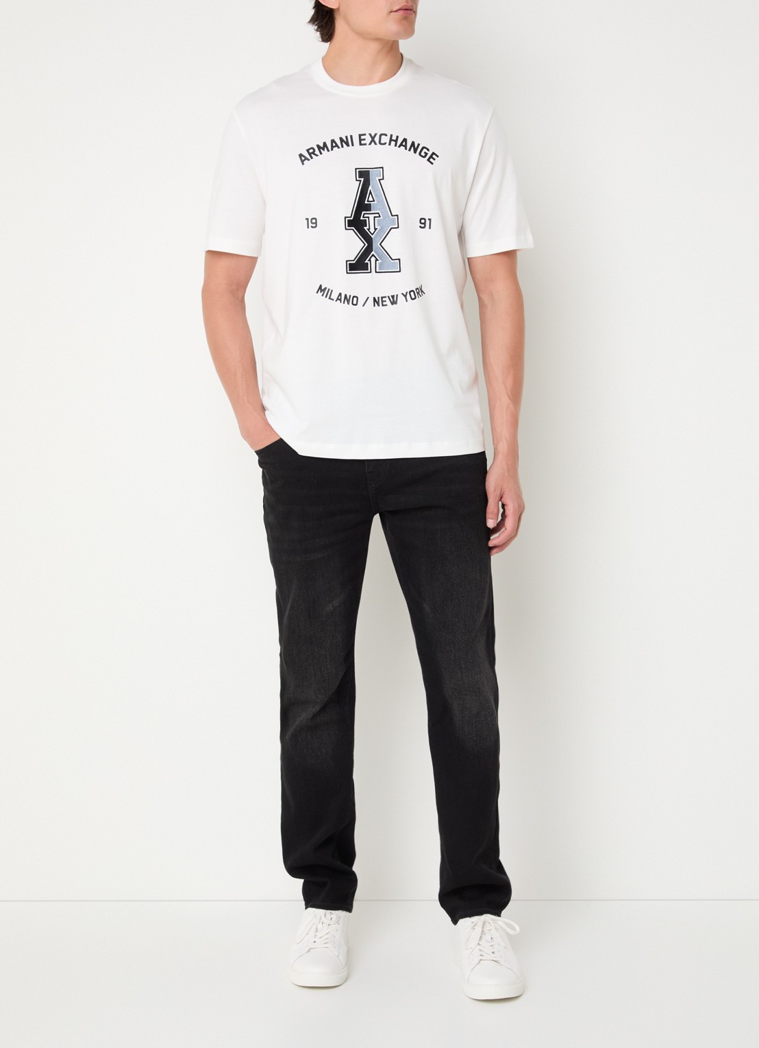 Armani T-shirt met logoprint - voorkant 2 gebroken wit