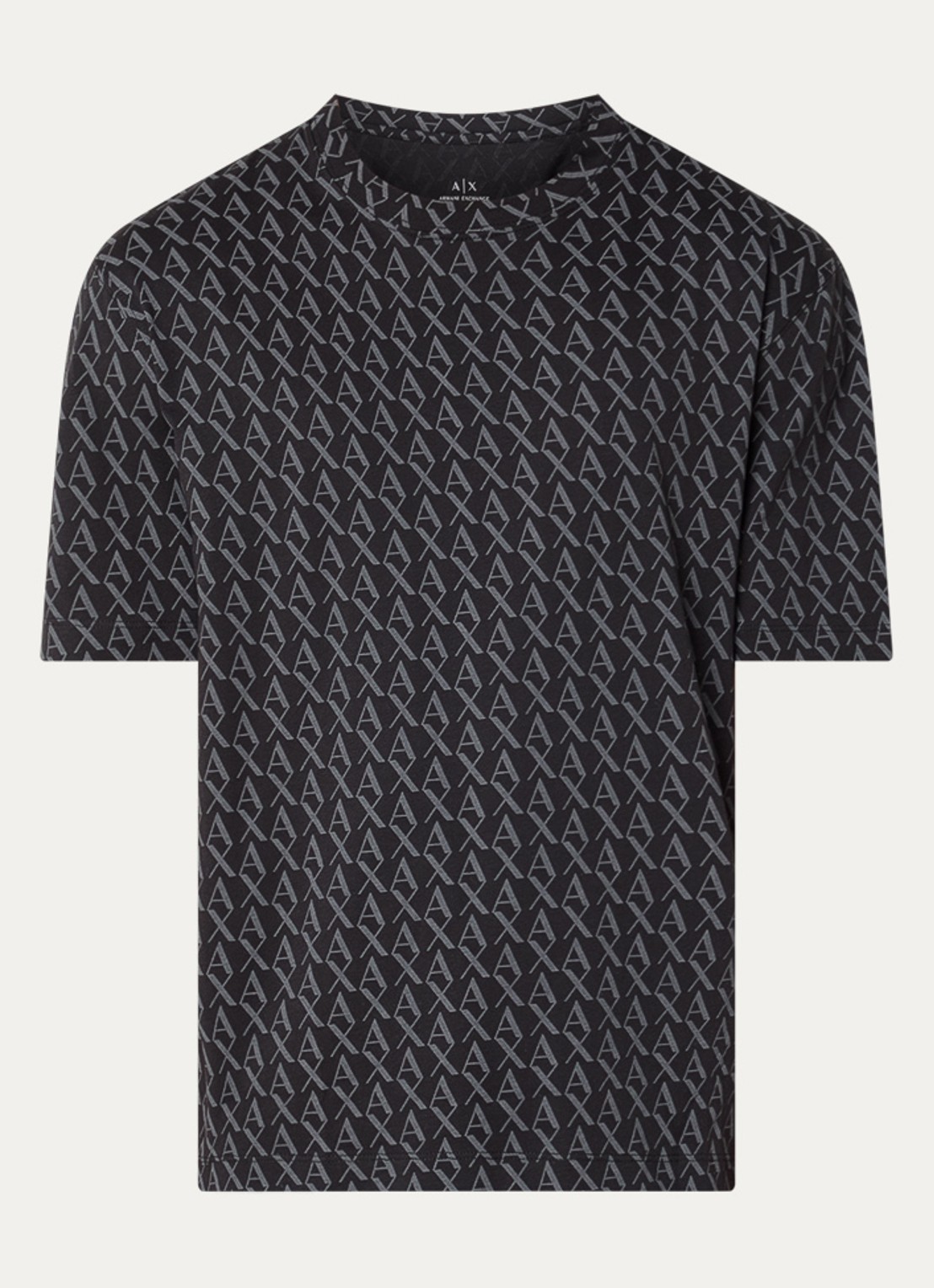 Armani T-shirt met logoprint - voorkant 3 zwart