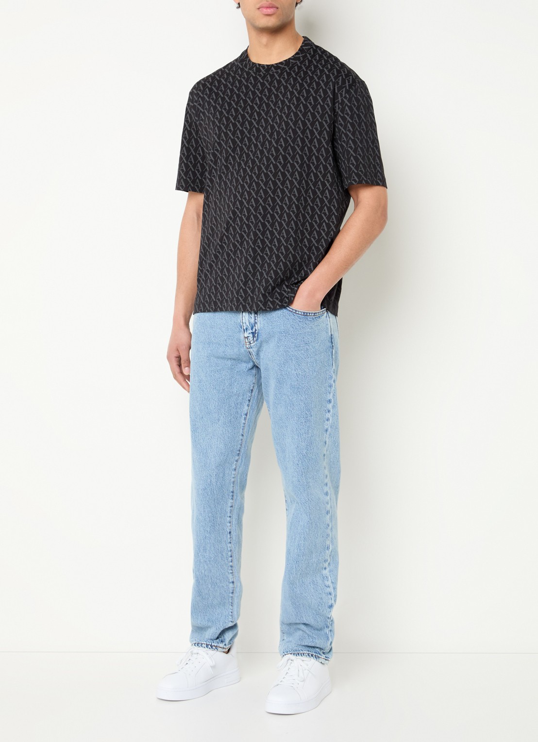 Armani T-shirt met logoprint - voorkant 4 zwart