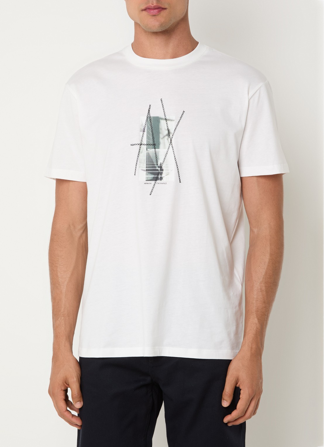 Armani T-shirt met logoprint - detail gebroken wit