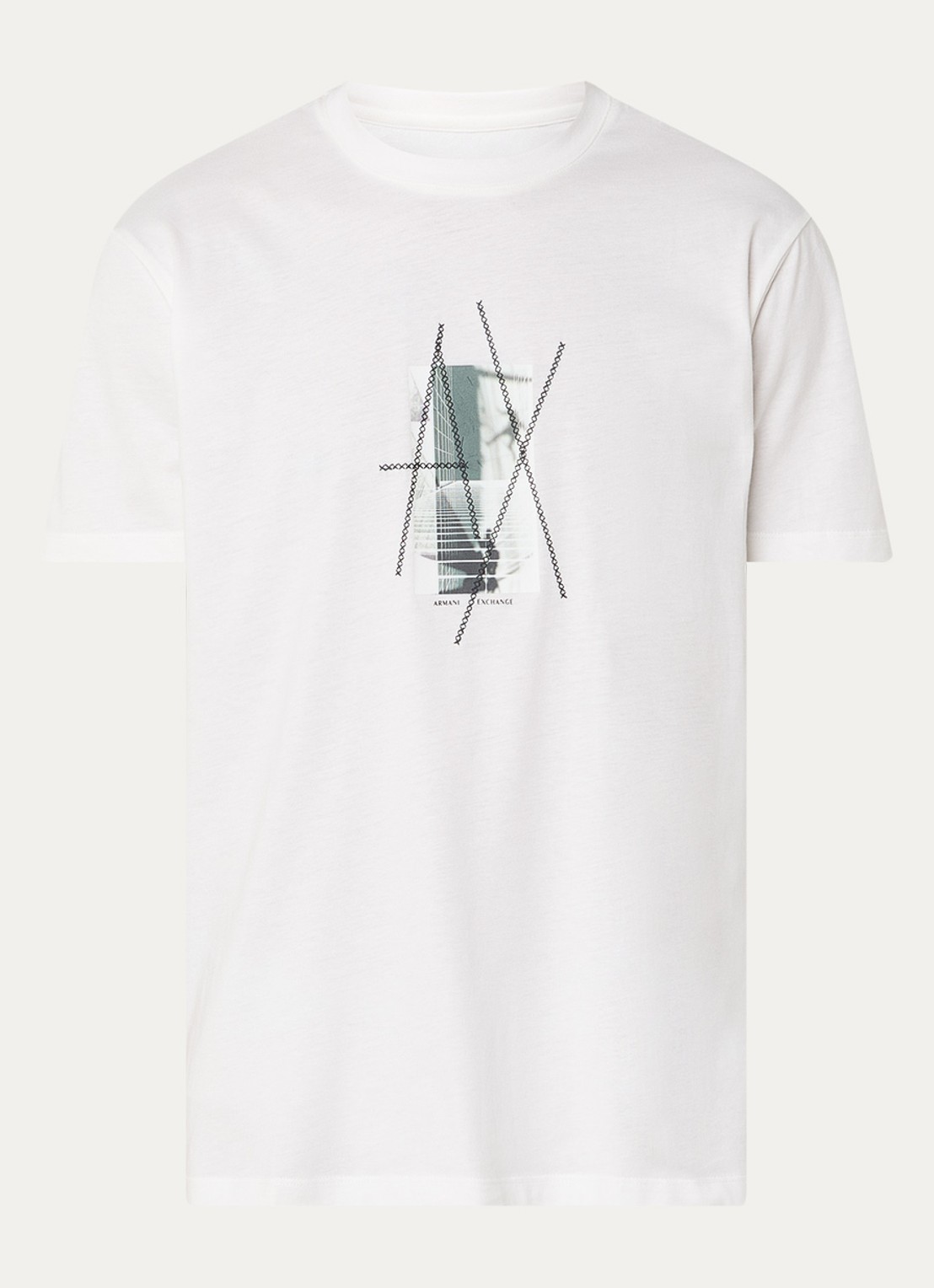 Armani T-shirt met logoprint - voorkant 2 gebroken wit