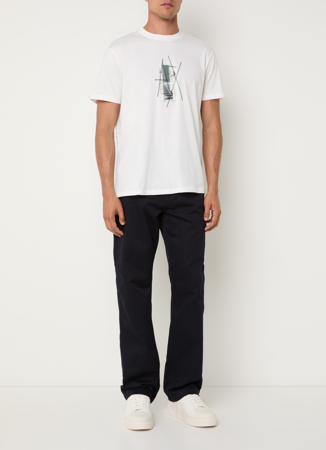 Armani T-shirt met logoprint - voorkant 3 gebroken wit