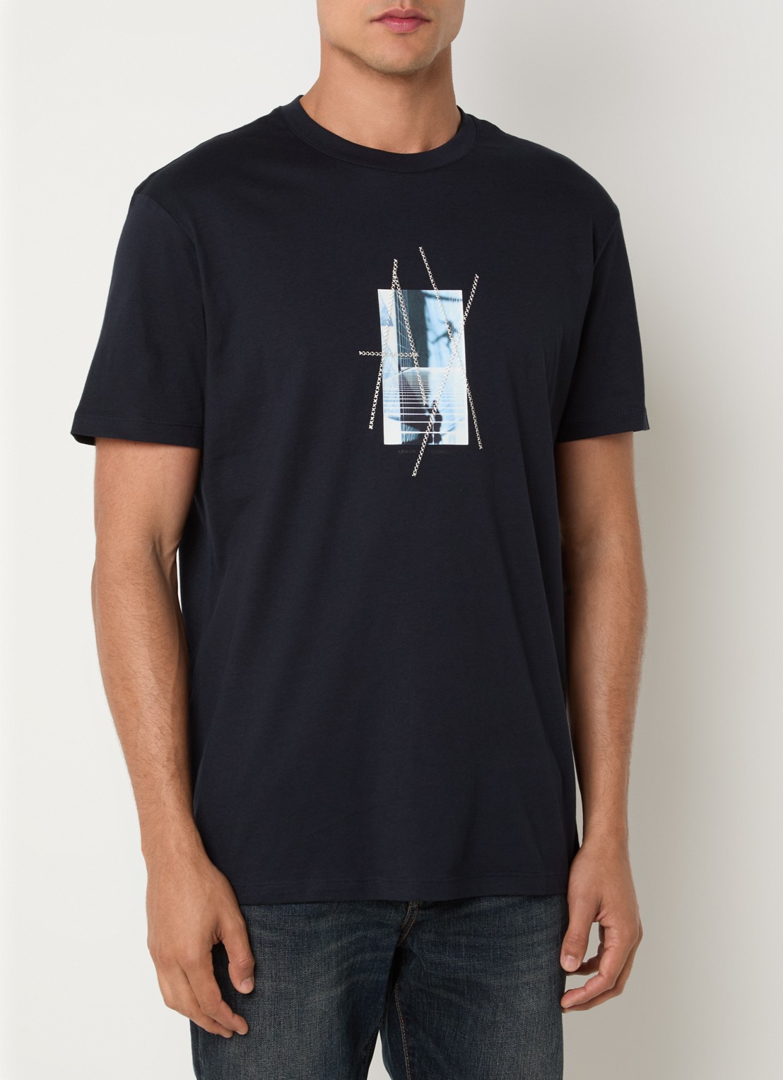 Armani T-shirt met logoprint - detail donkerblauw
