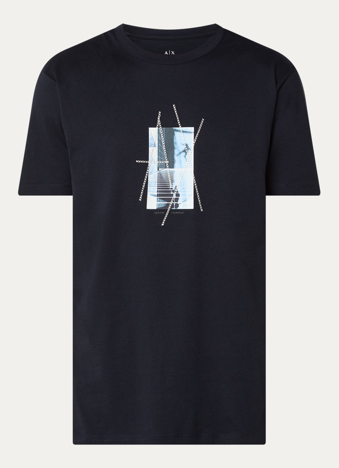 Armani T-shirt met logoprint - voorkant 3 donkerblauw