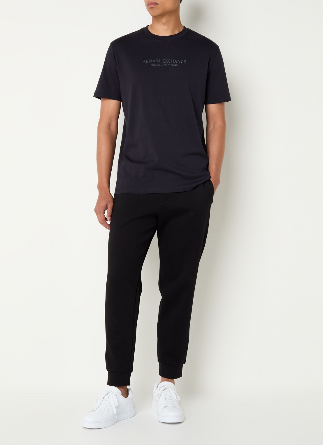 Armani T-shirt met logoprint - voorkant 4 donkerblauw