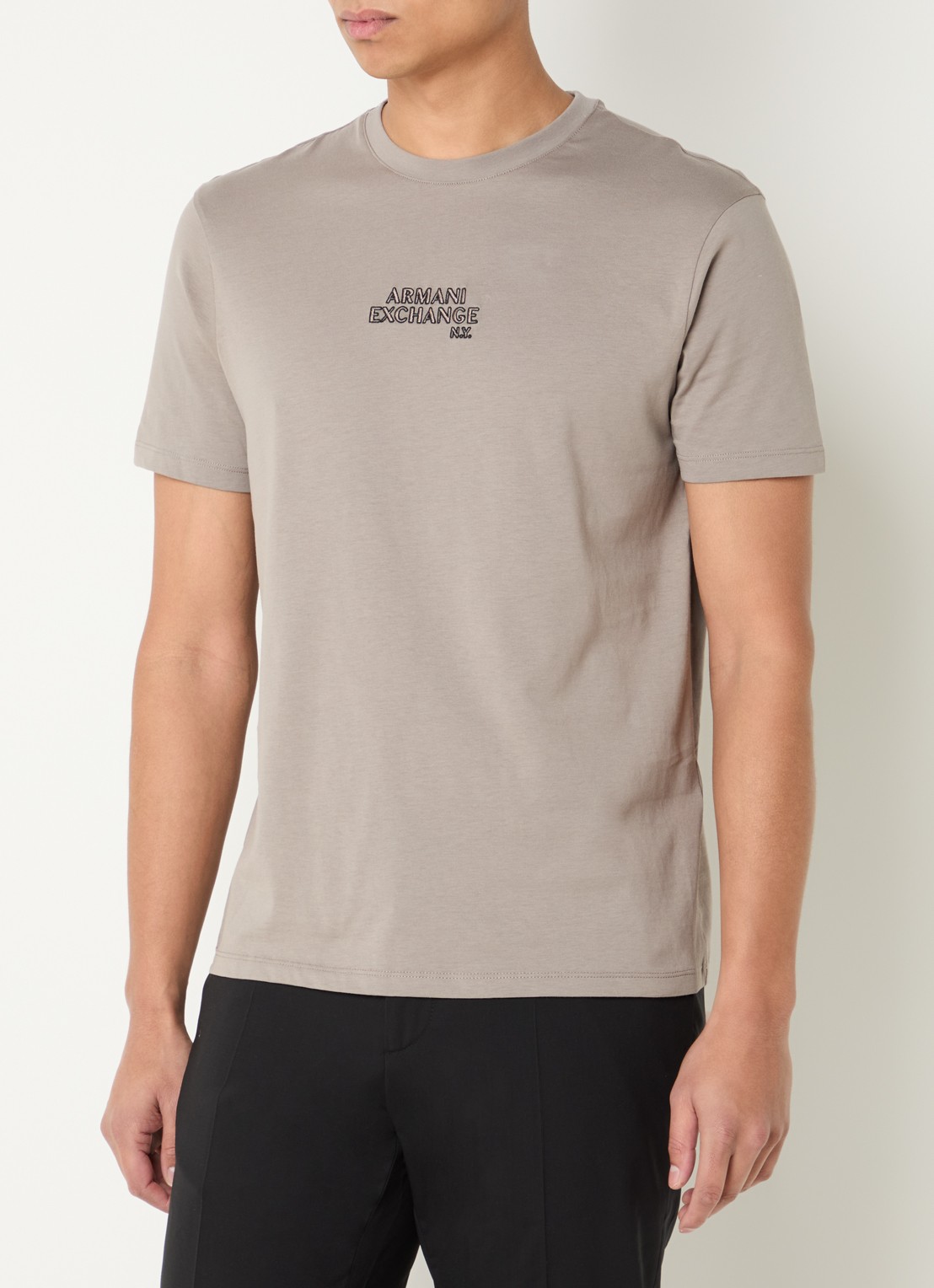 Armani T-shirt met logoprint - detail 3 zand