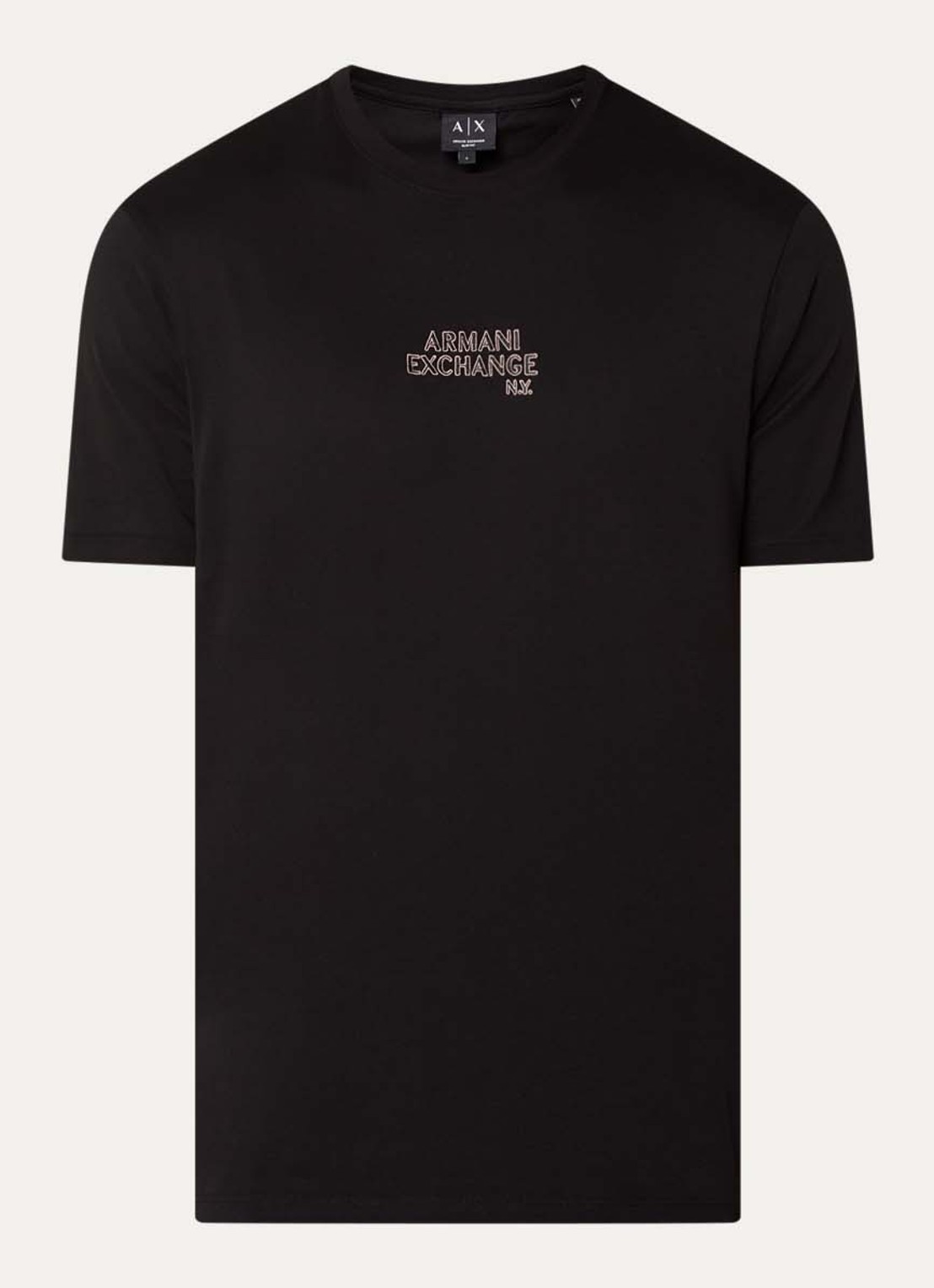 Armani T-shirt met logoprint - voorkant 2 zwart