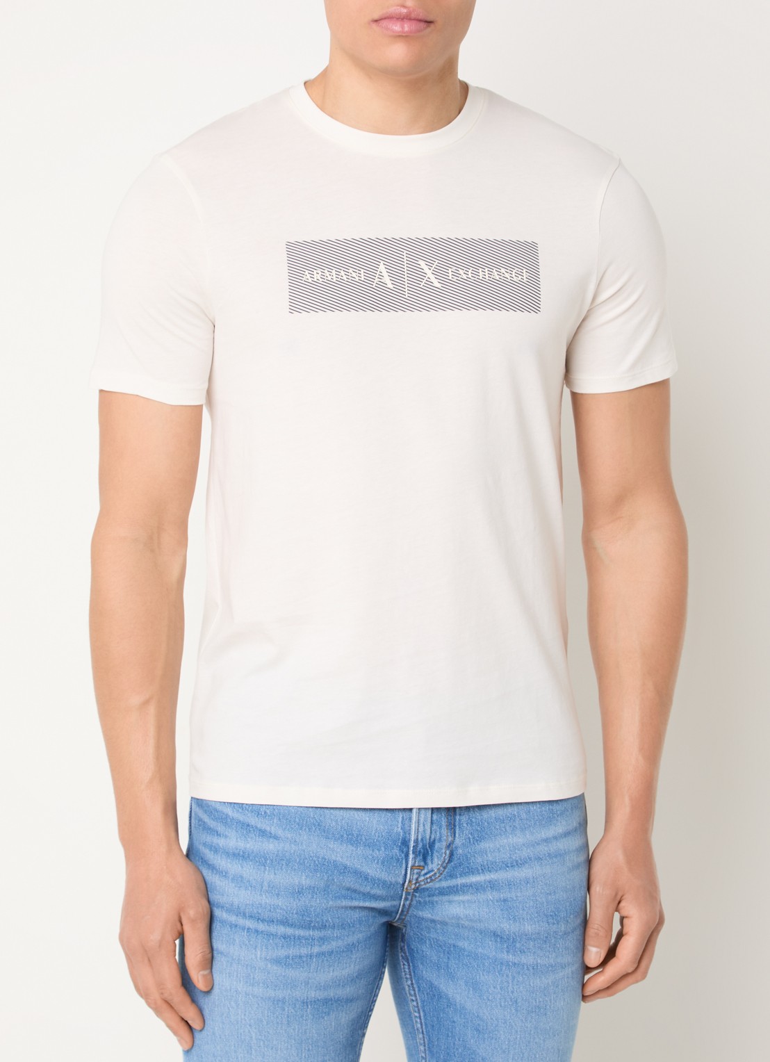 Armani T-shirt met logoprint - detail 3 gebroken wit