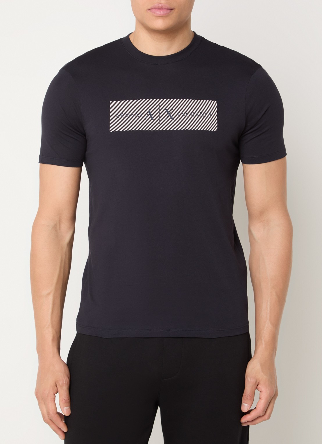 Armani T-shirt met logoprint - detail donkerblauw