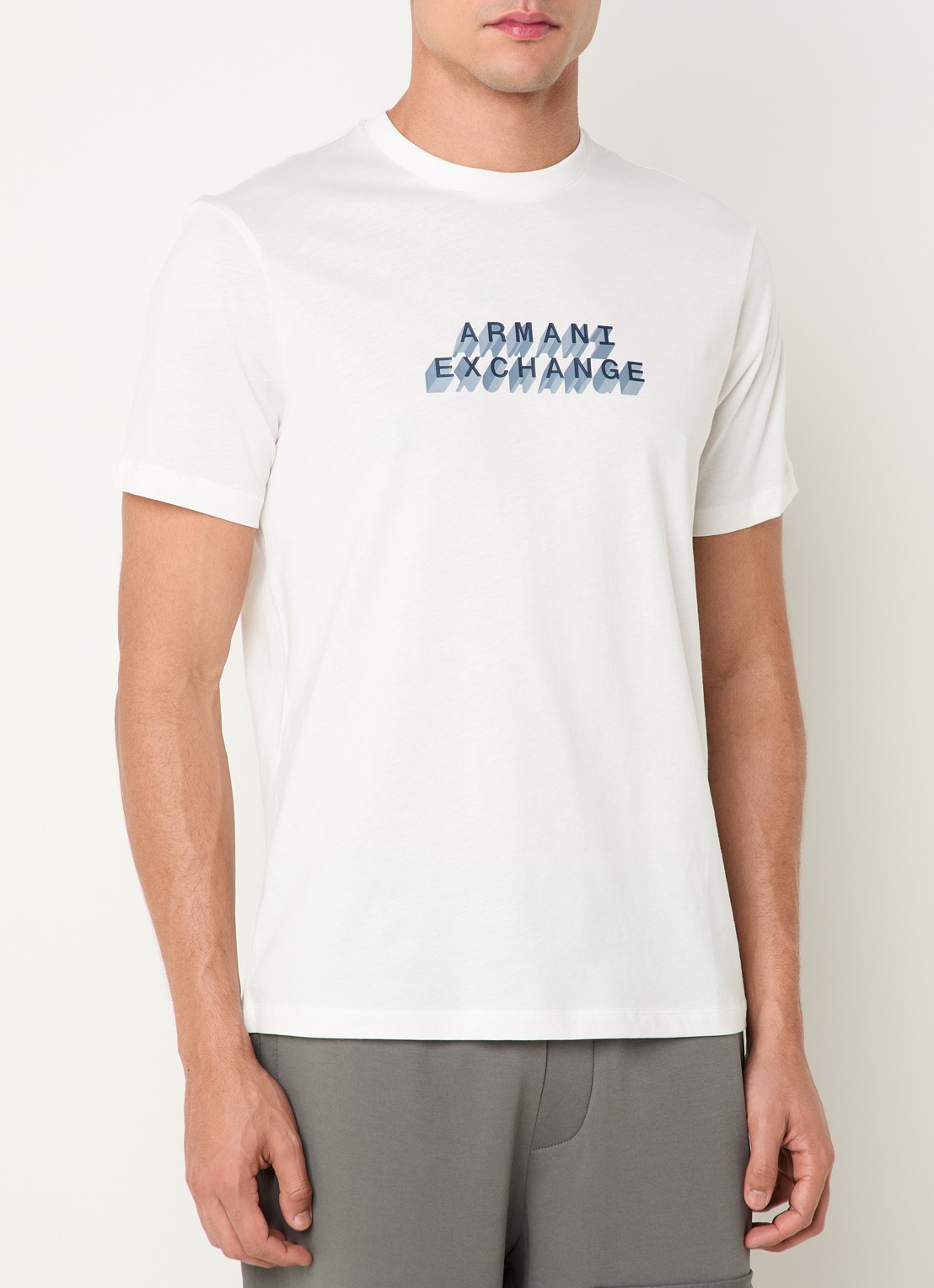 Armani T-shirt met logoprint - detail 4 gebroken wit