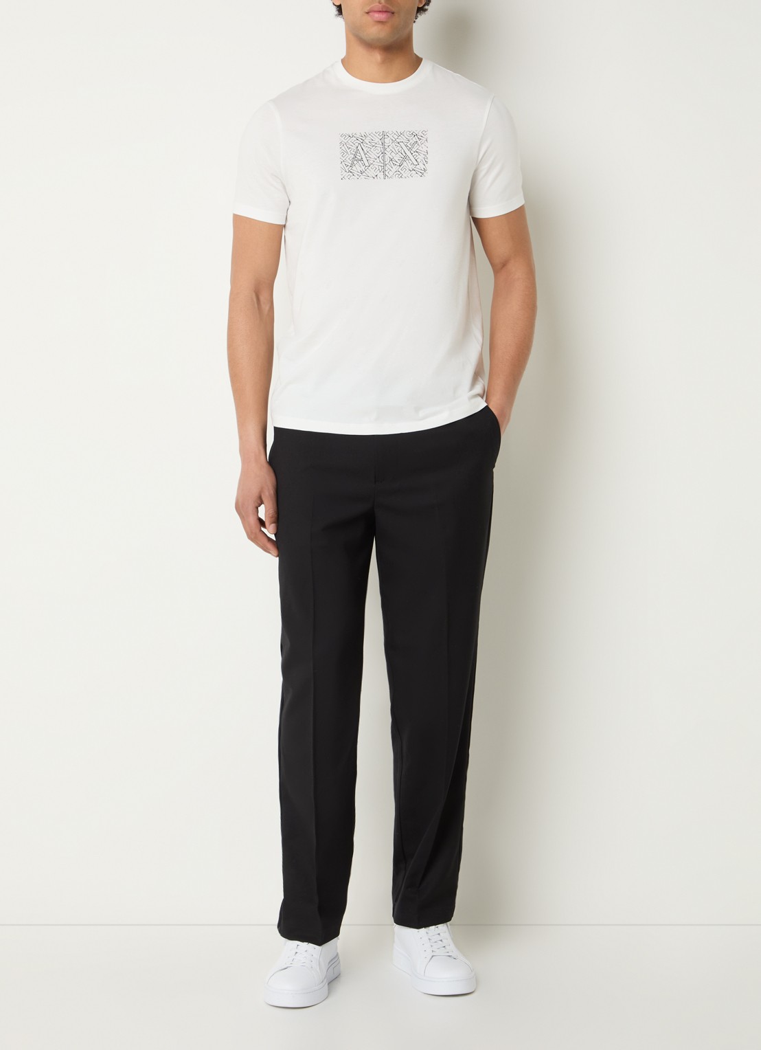 Armani T-shirt met logoprint - voorkant 2 gebroken wit