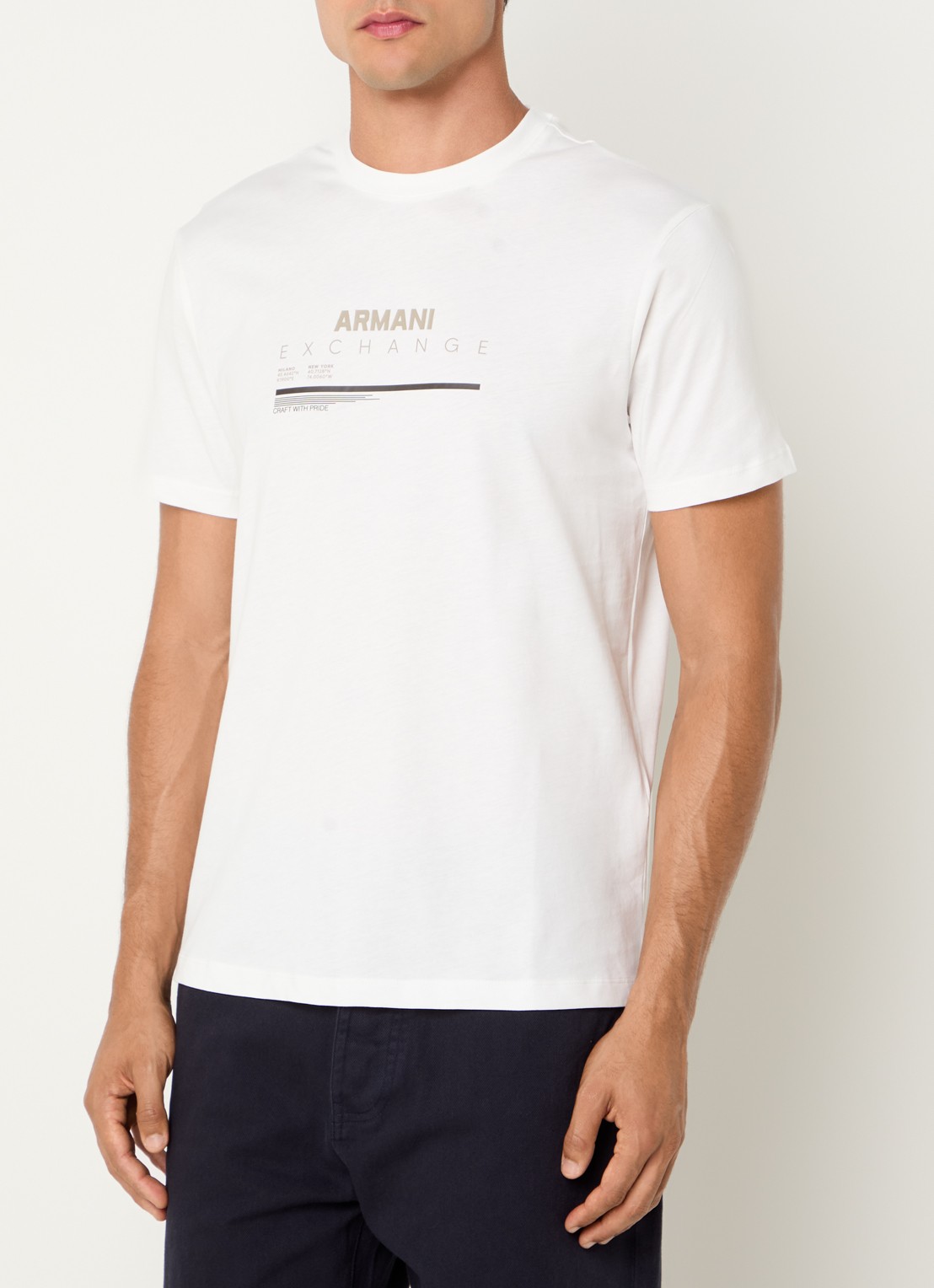 Armani T-shirt met logoprint - detail gebroken wit